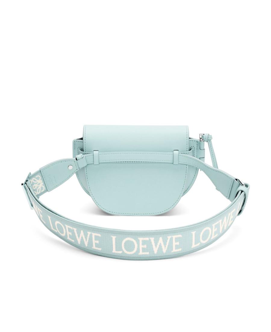 Loewe Mini Gate Dual Bag In Soft Calfskin And Jacquard In Blue