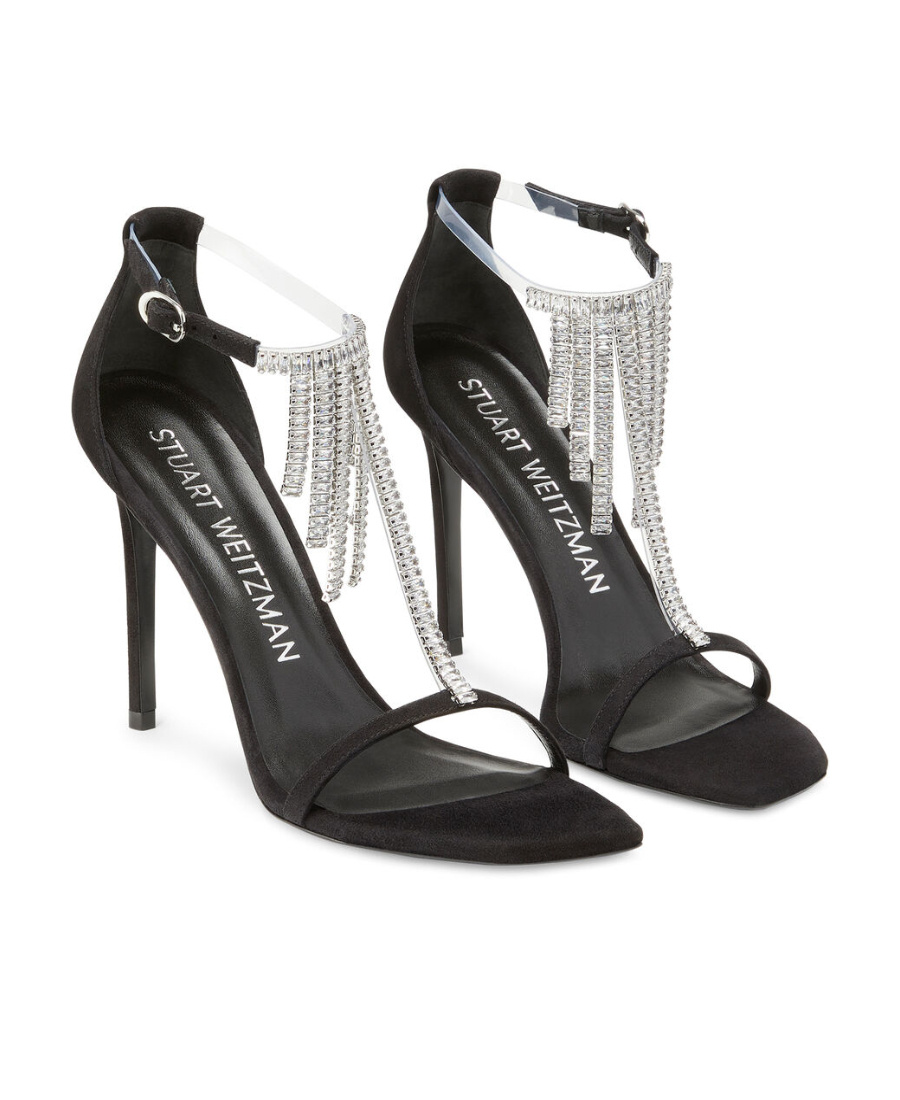 Stuart Weitzman Logo High-heeled Sandals In Black