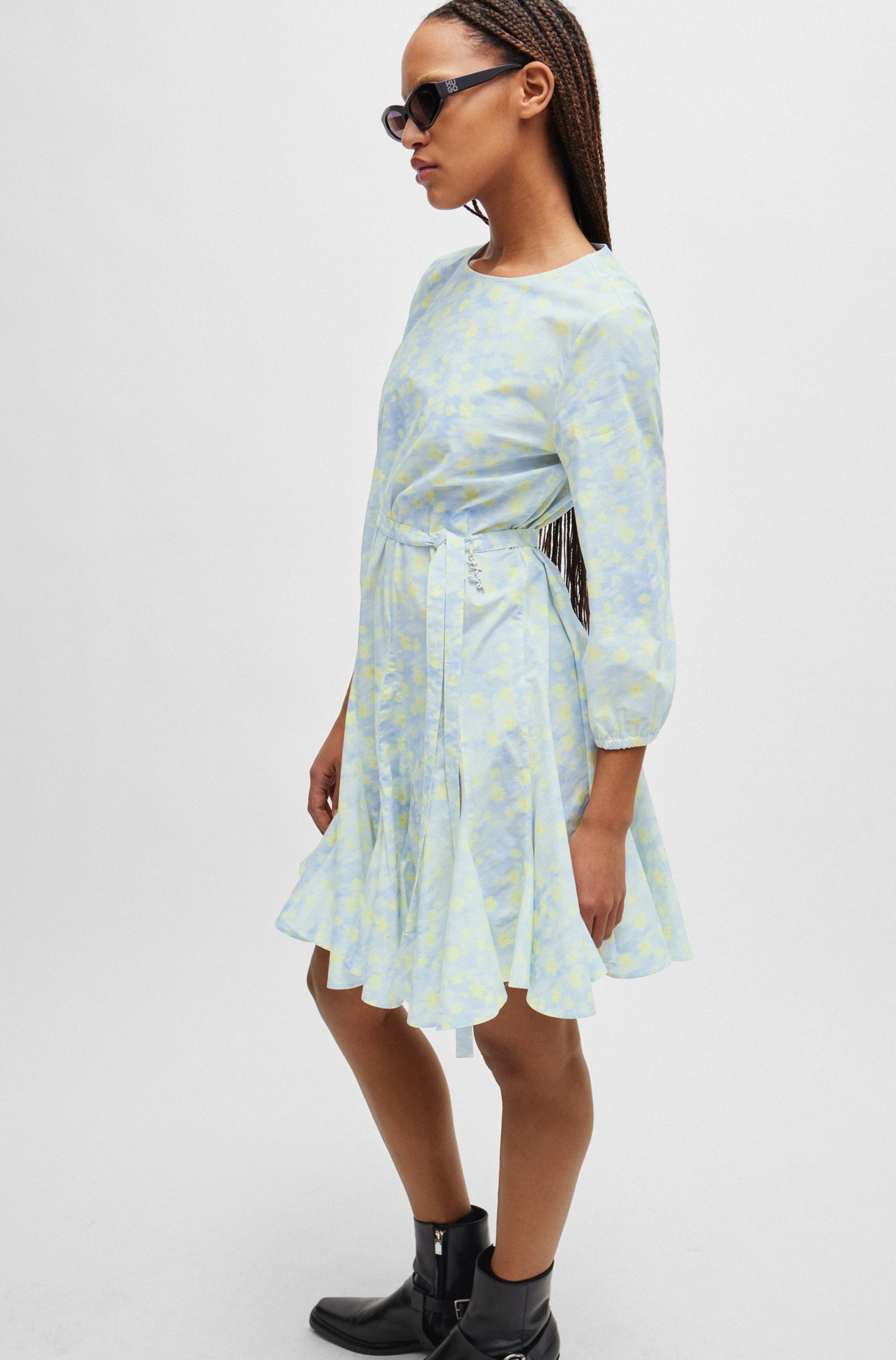 Hugo Boss Lotus Leaf Edge Dress In White