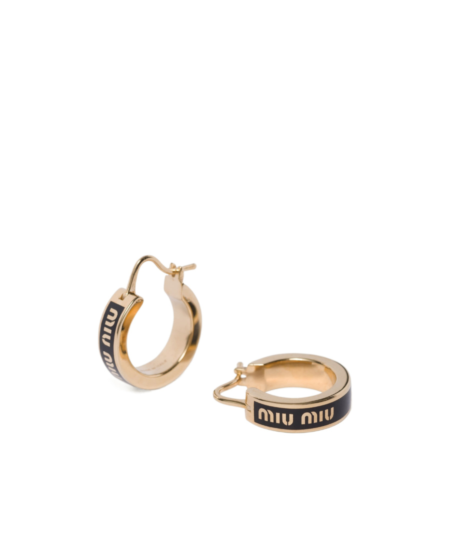 Shop Miu Miu Enameled Metal Earrings In Gold