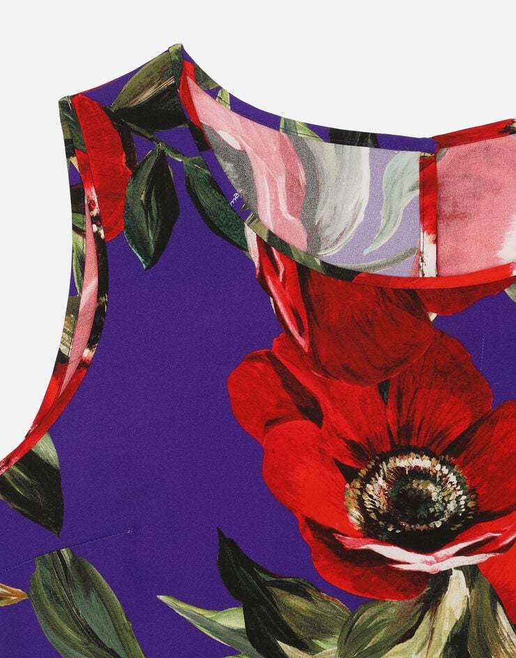 Dolce & Gabbana Anemone Silk-blend Charmeuse Top In Red