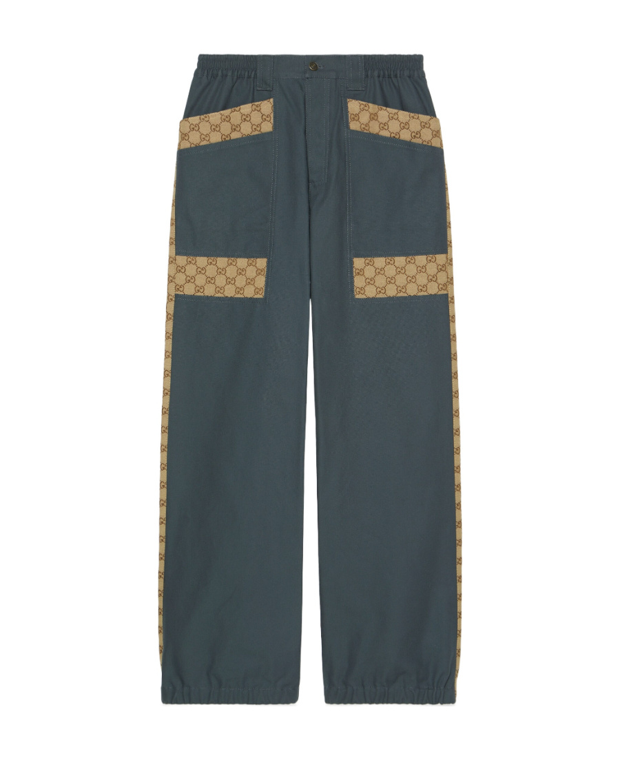 Gucci Monogram-print Loose Fit Trousers In Gray
