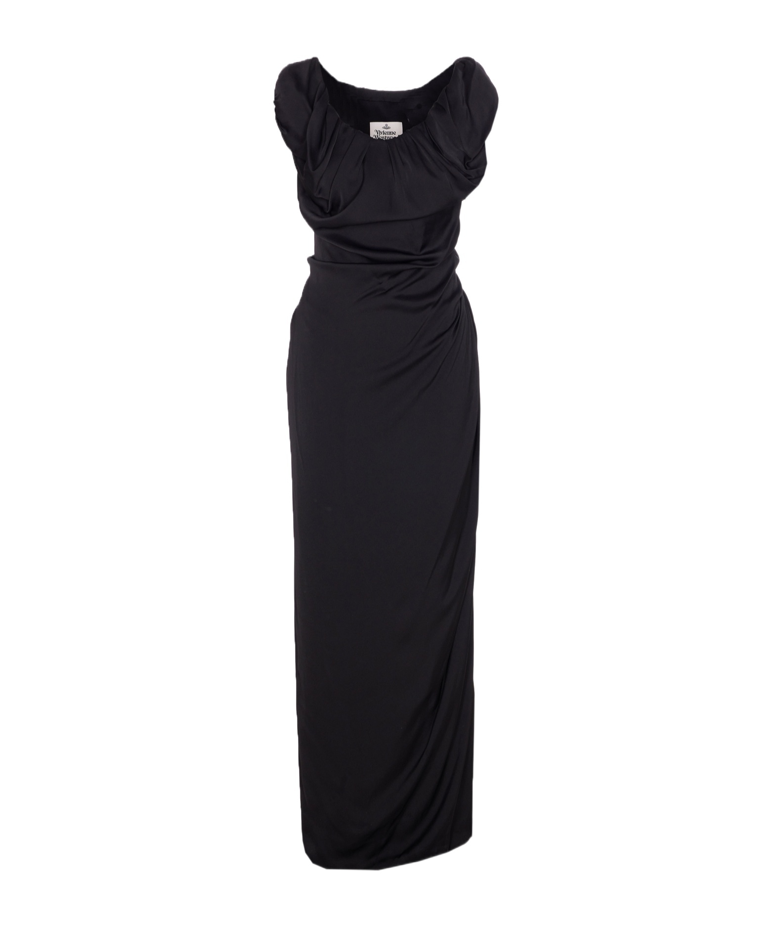 Vivienne Westwood Draped Asymmetrical Square Neckline Maxi Dress In Black