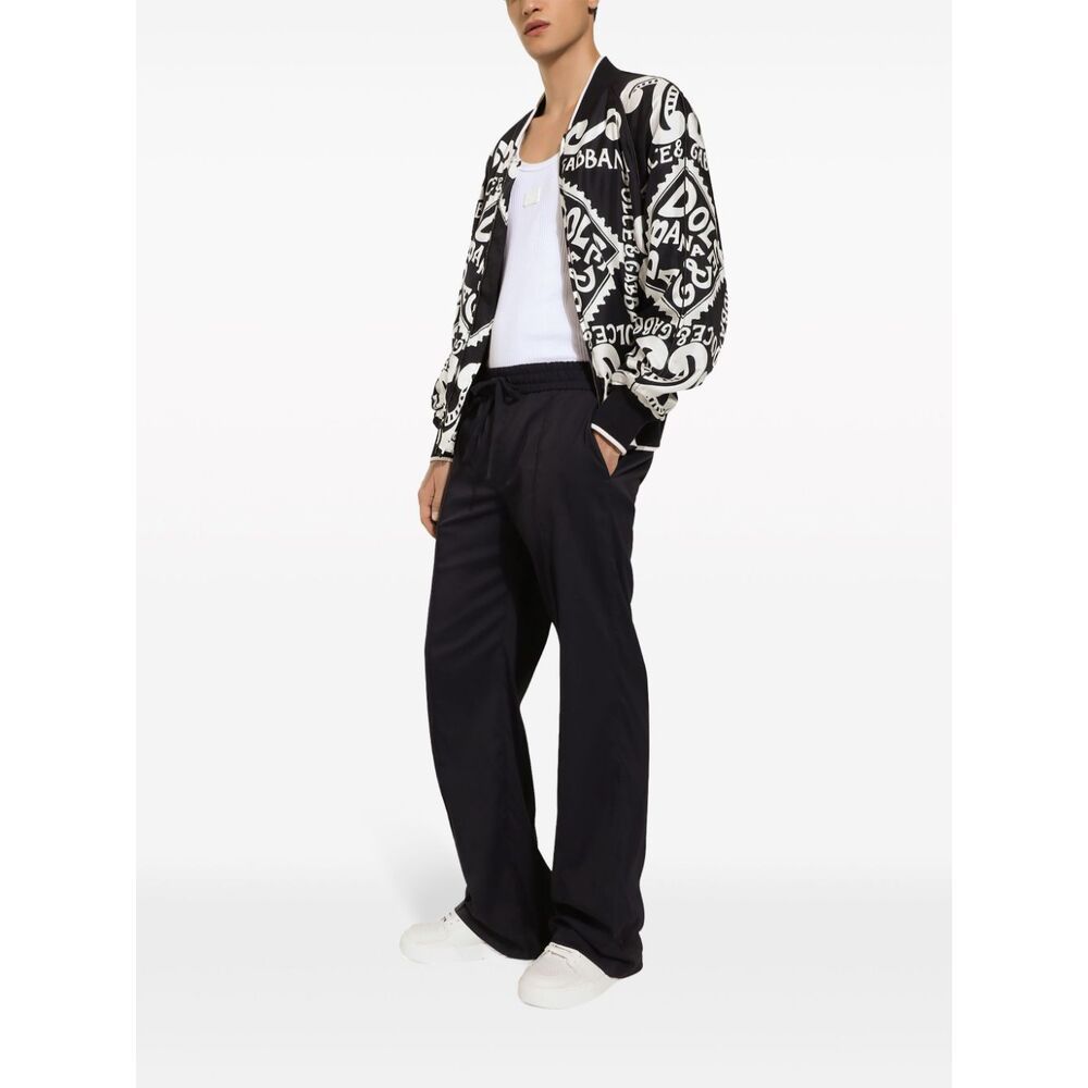 Dolce & Gabbana Logo-print Silk Bomber Jacket In Black