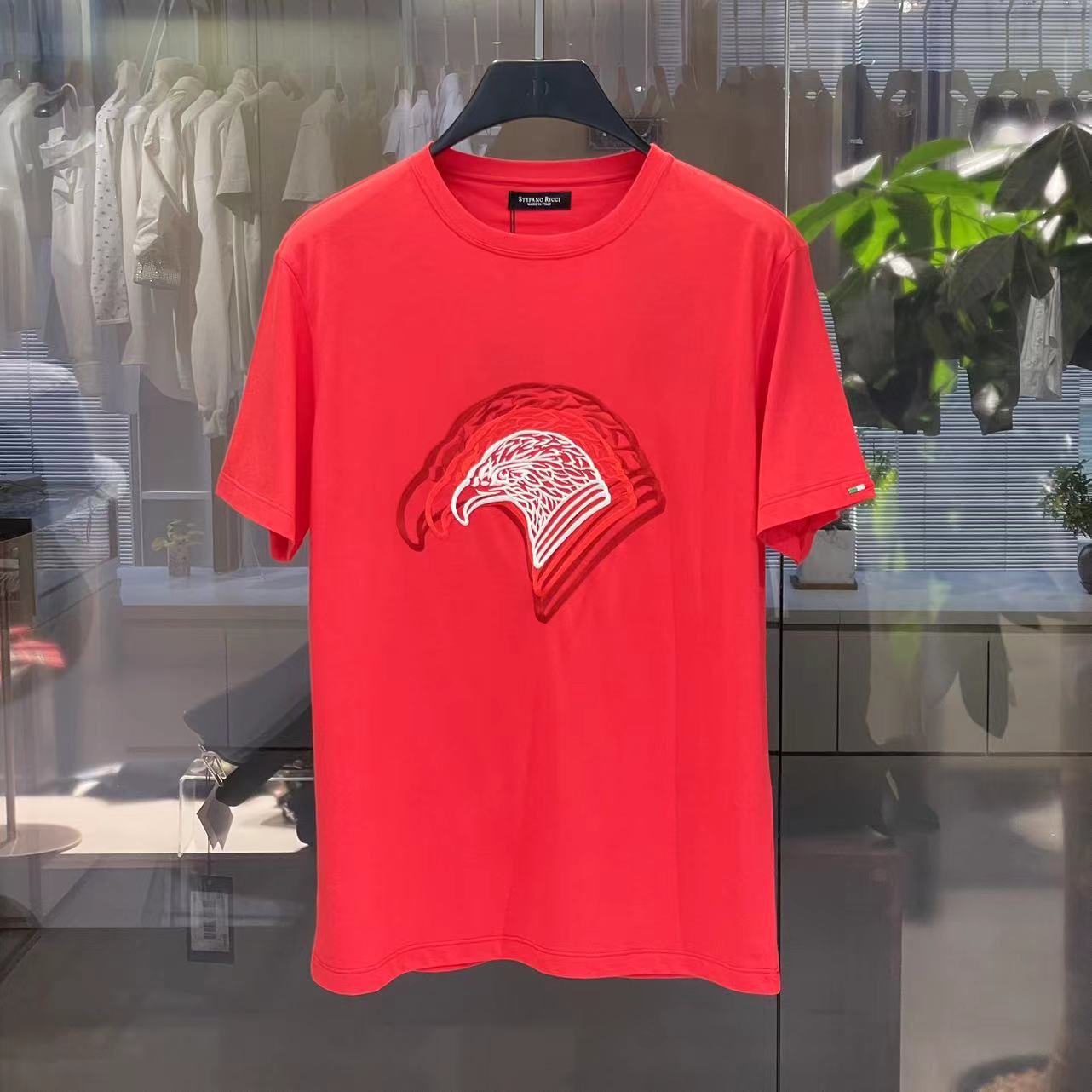 Stefano Ricci Pattern Logo T-shirt In Red