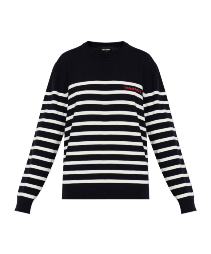 Dsquared2 Striped-pattern Wool Sweater In Blue
