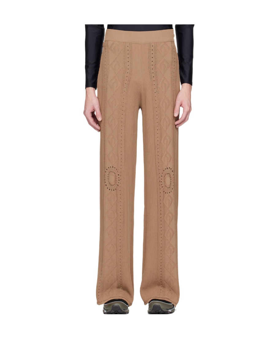 Marine Serre Logo Casual Pants In Brown