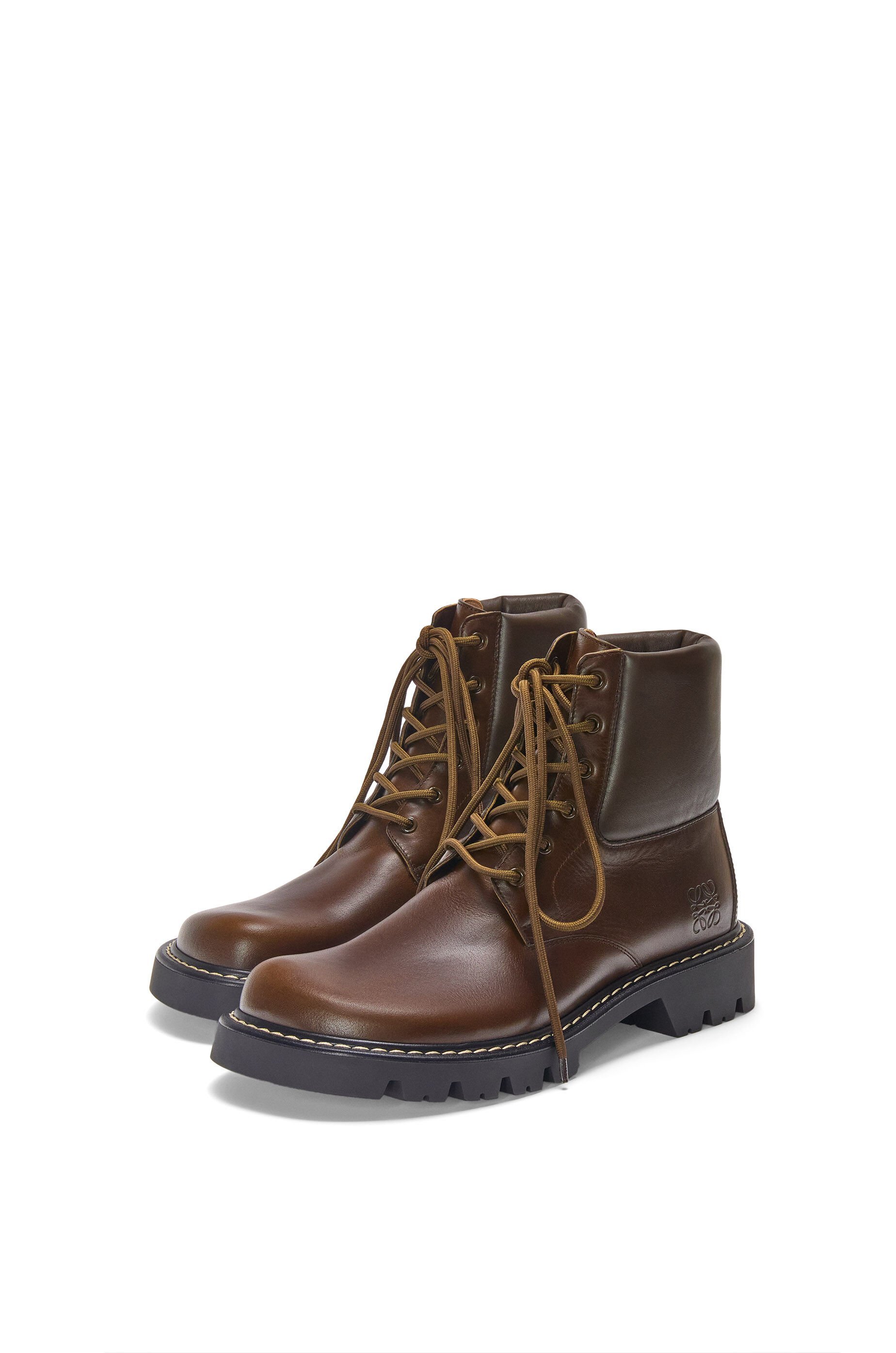 Loewe Men Sierrain Military Ankle Boots Vegetable Tanned Calfskin In Black