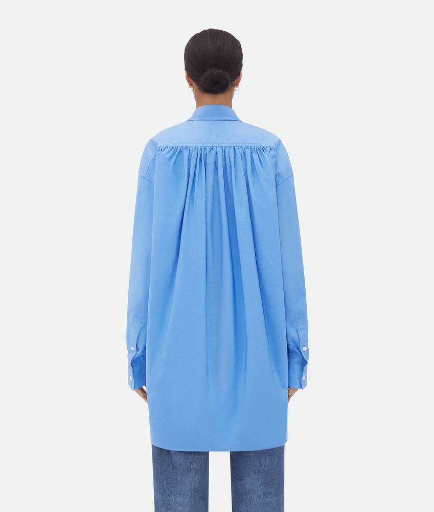 Bottega Veneta Oversized Gathered Cotton-blend Shirt In Blue