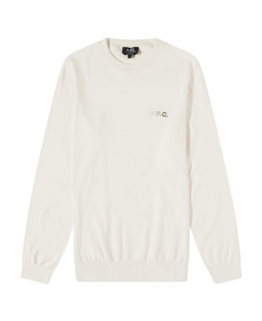 Apc Gray Printed-logo Sweatshirt In White