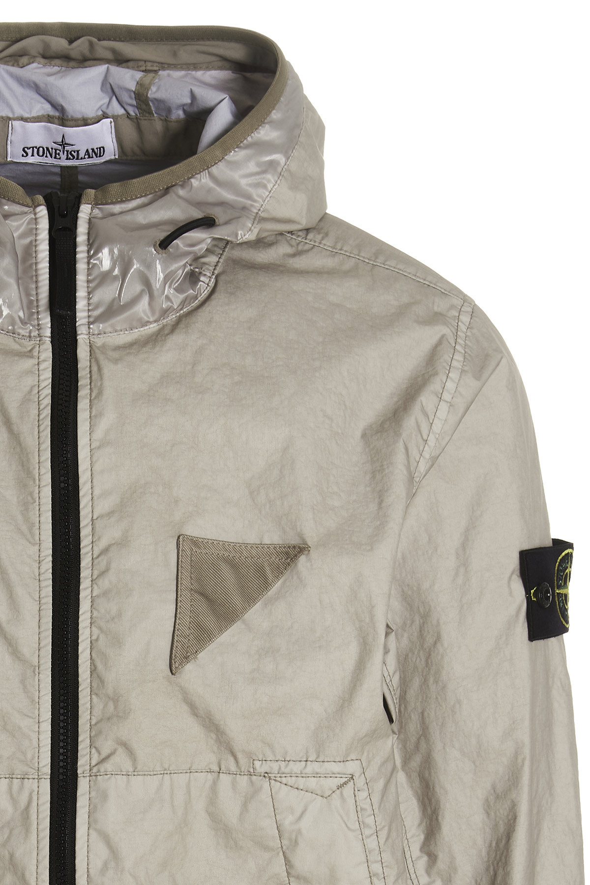 STONE ISLAND LOGO-PATCH ZIP-UP JACKET 