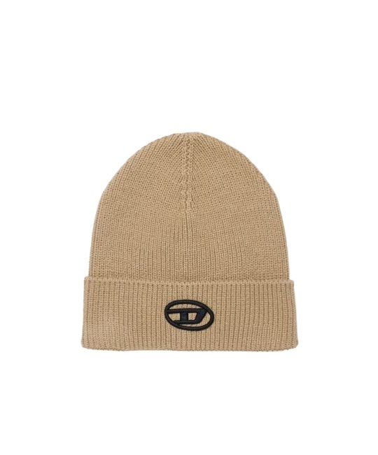 DIESEL LOGO-EMBROIDERED RIBBED-KNIT BEANIE