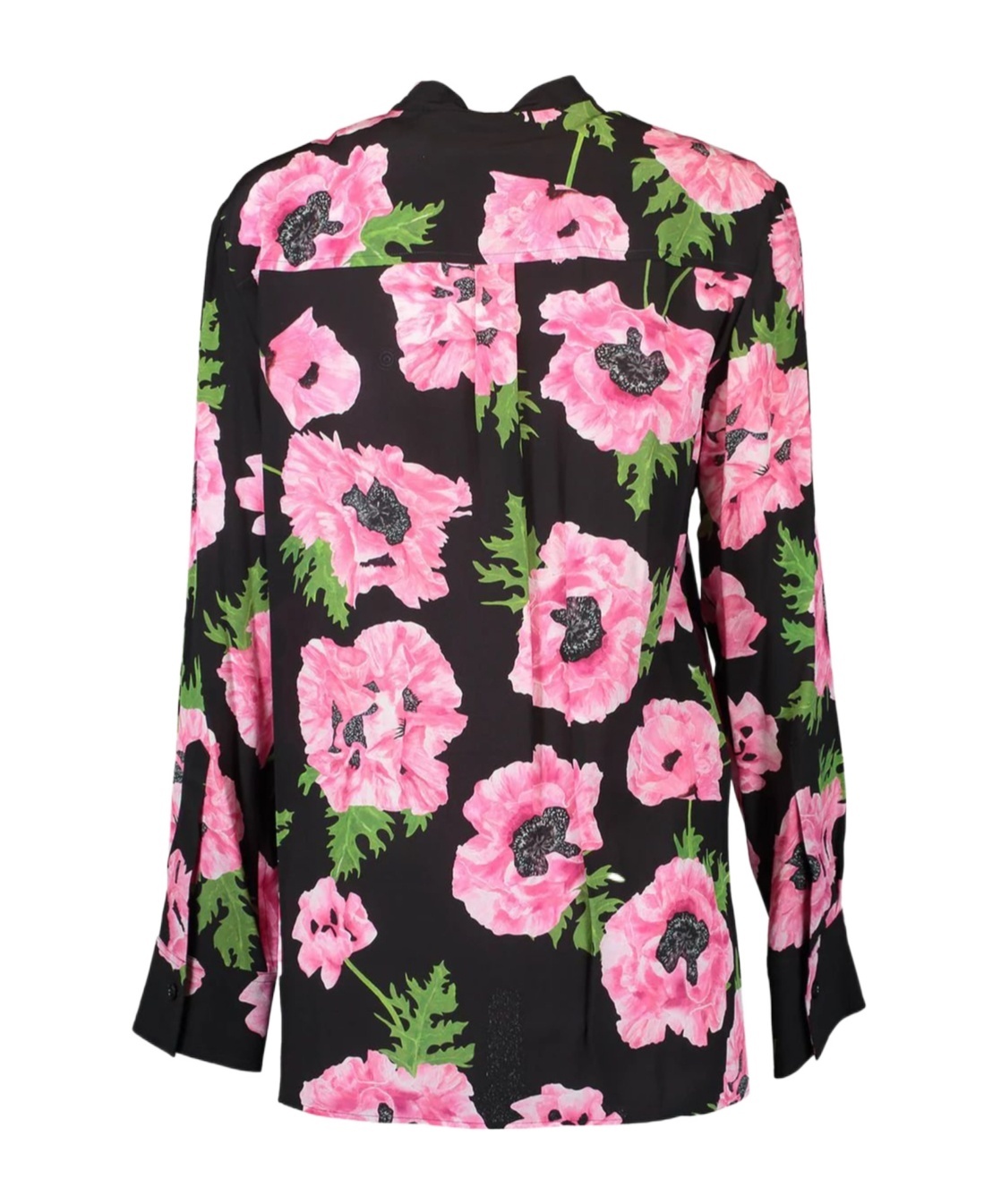 Stella Mccartney Iconic Poppy Print Silk Button-up Shirt In Black