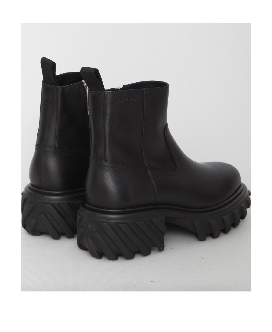 Shop Off-white Exploration Motor Leather Ankle Boots In Black