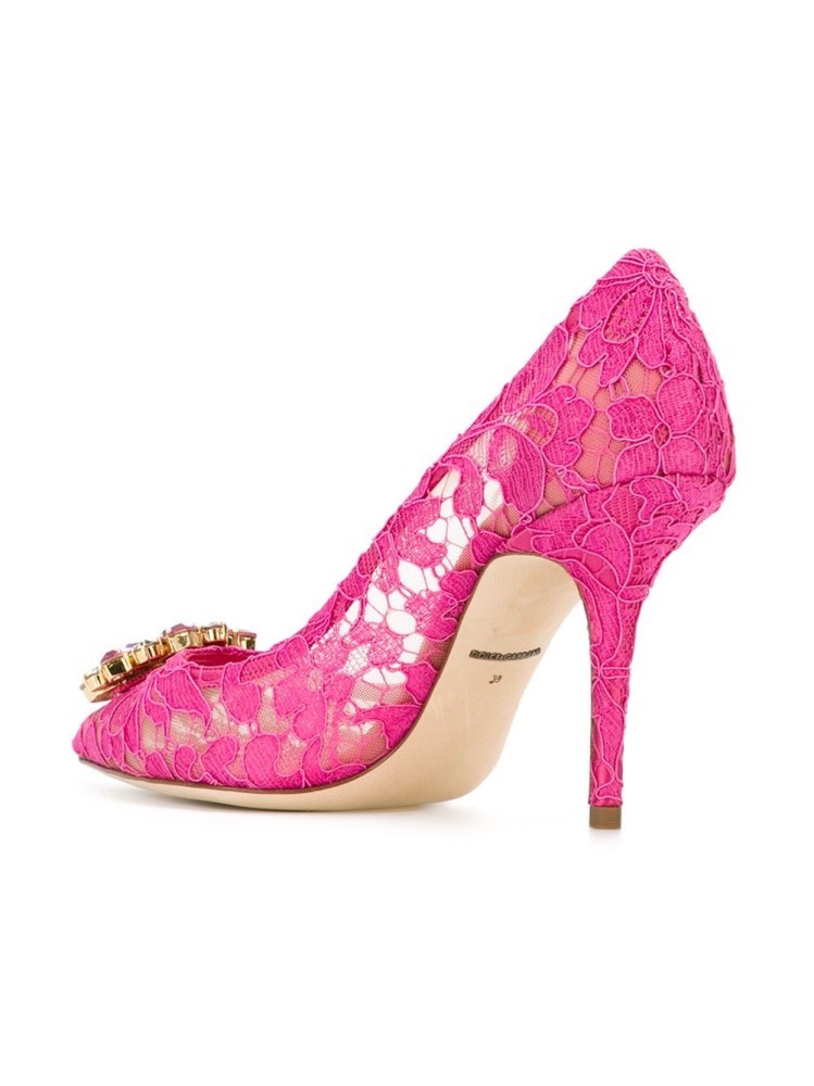 Dolce & Gabbana Woman Pumps Fuchsia Size 5.5 Viscose, Cotton, Silk, Polyamide In Animal Print