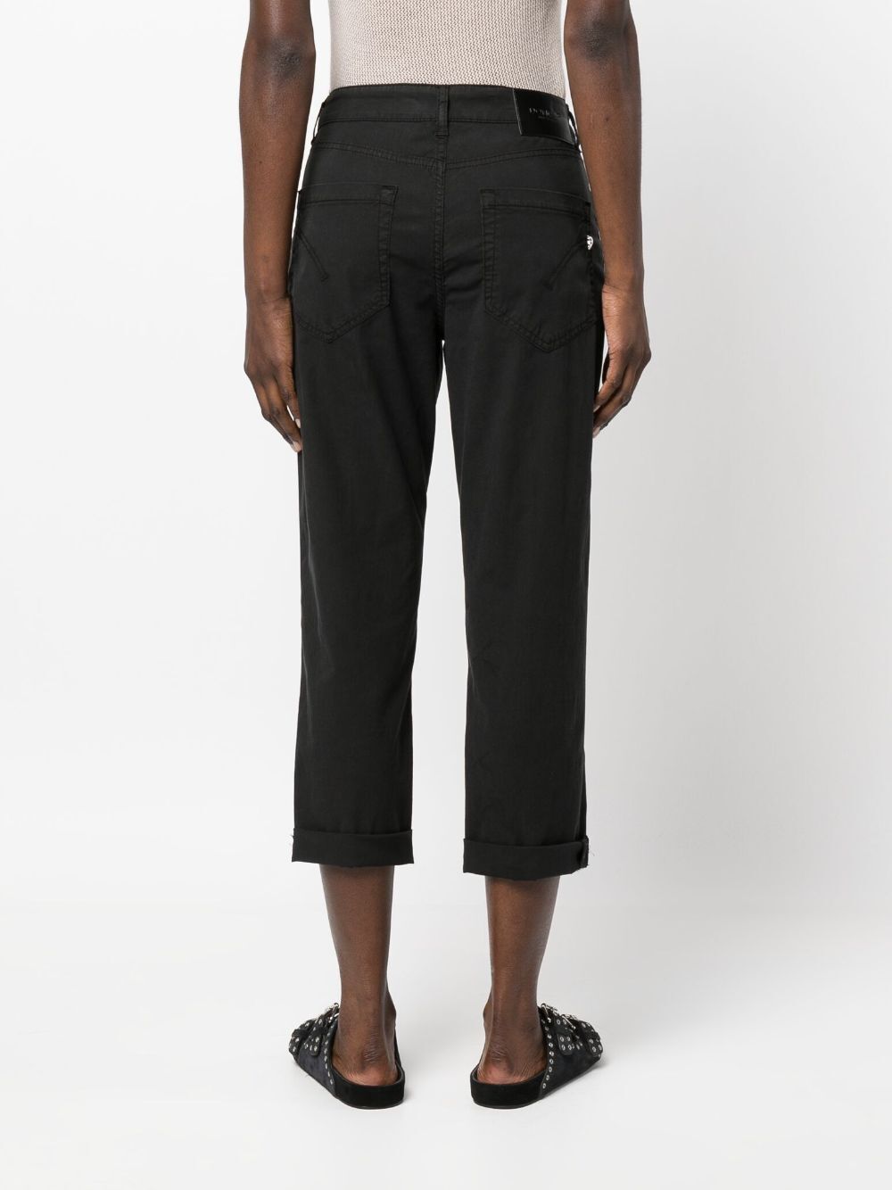 Dondup Cuffed Trousers With Button Detailing And Pockets In Black