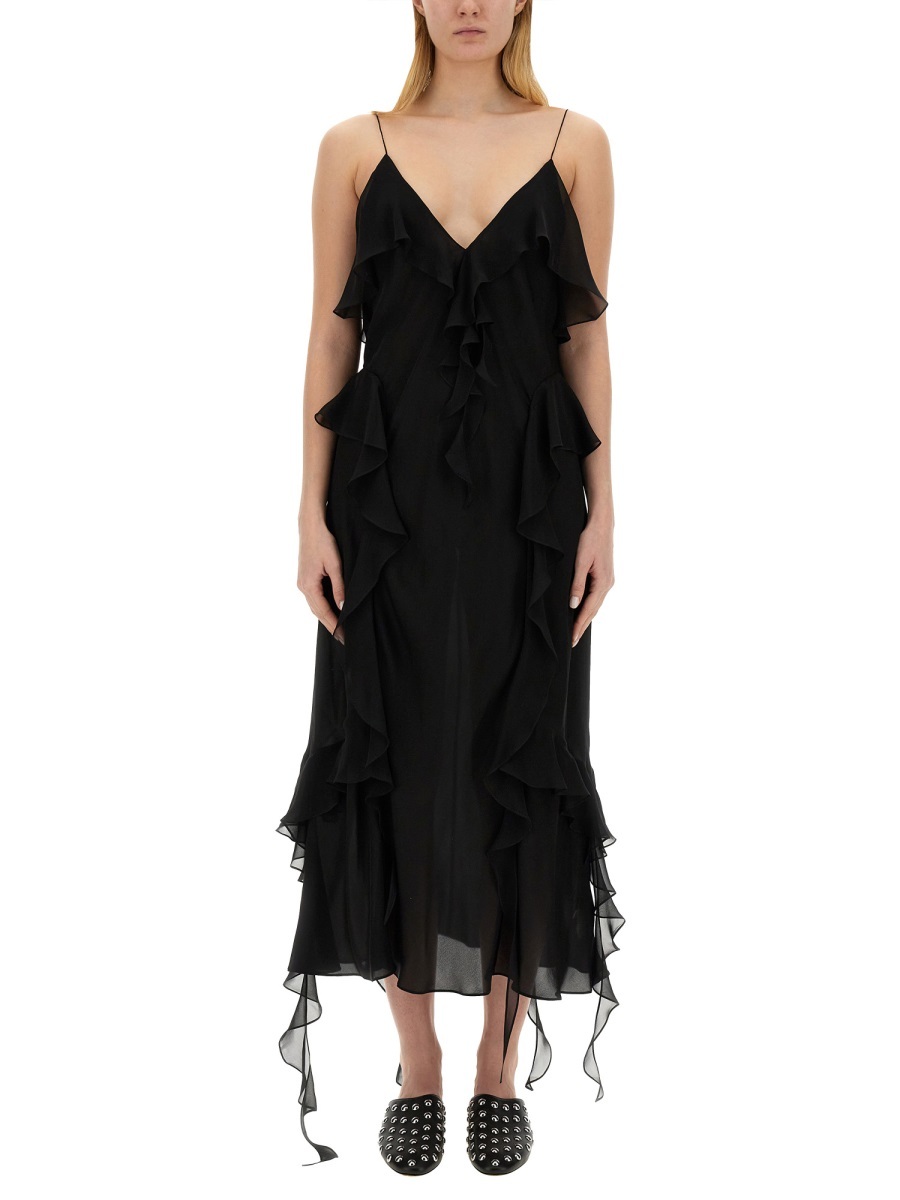 Khaite Pim Silk Georgette Midi Dress In Black