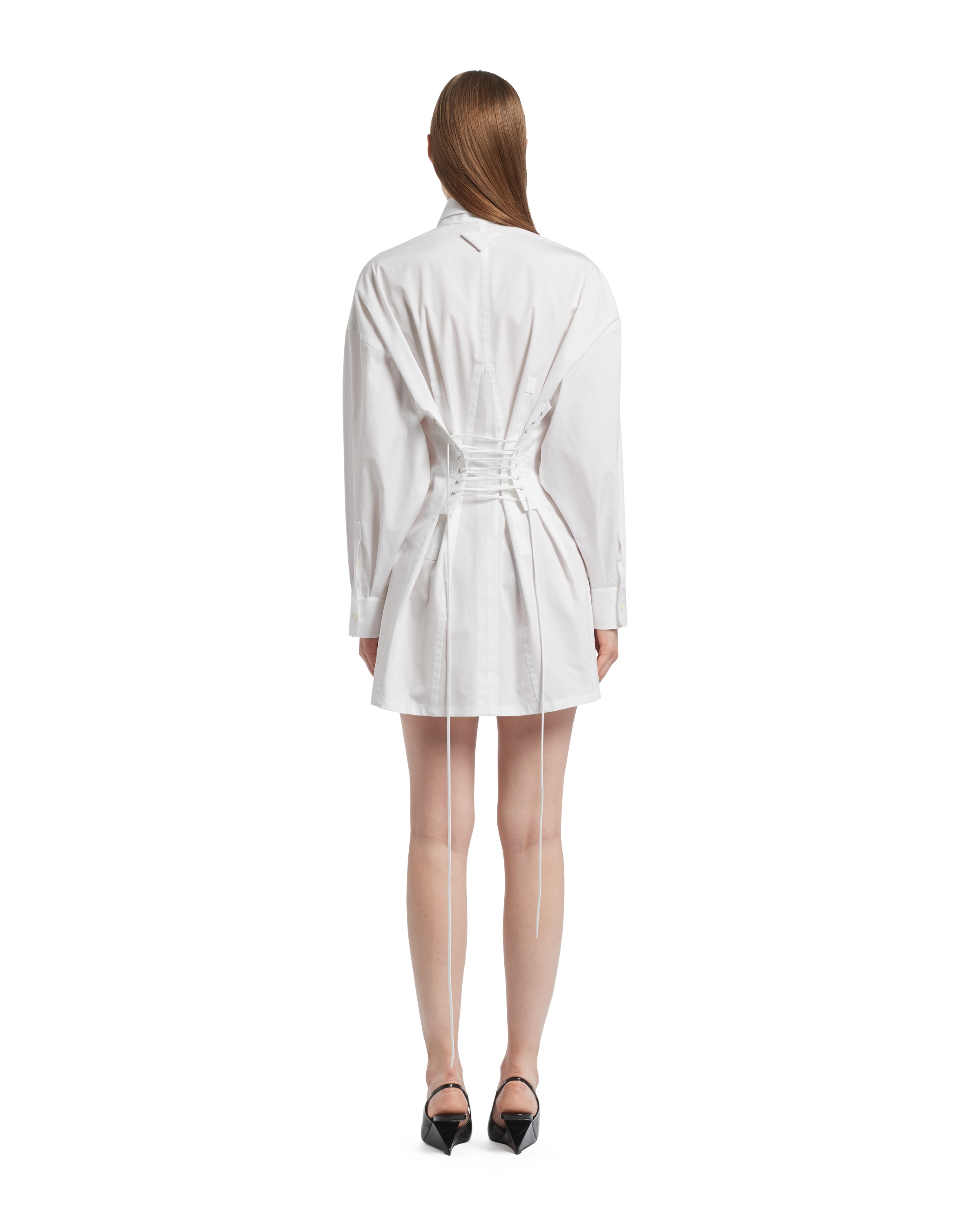 Prada Bedrucktes Minikleid Aus Popeline In White