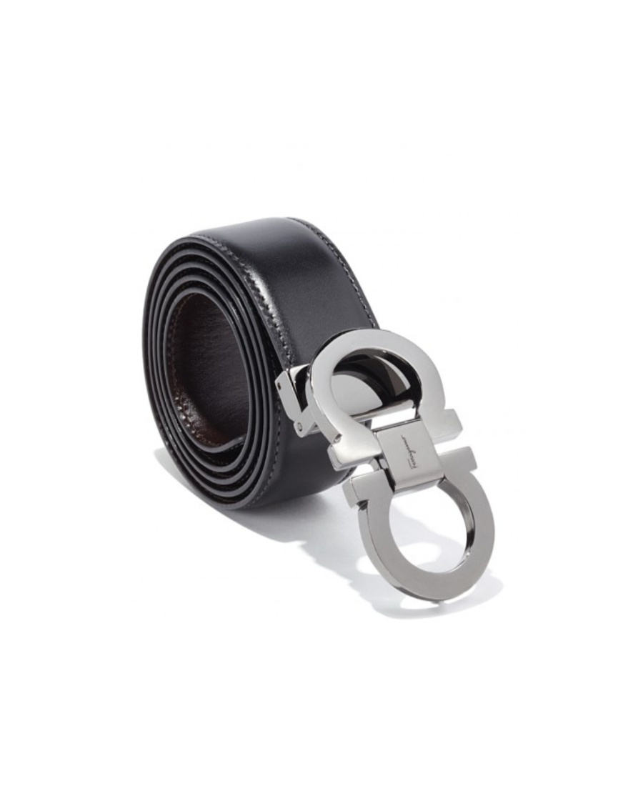 Ferragamo Double-sided Horse Collar Buckle Belt In Black
