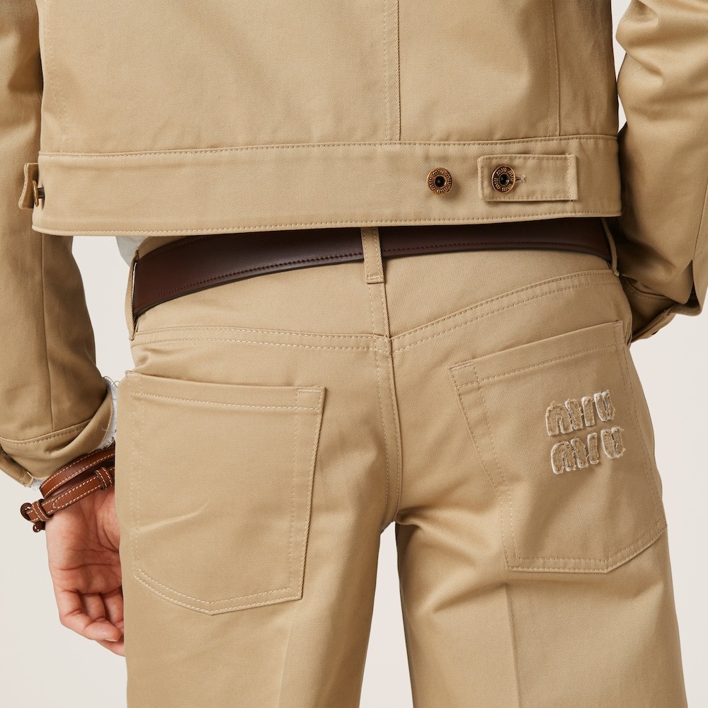 Miu Miu Twill Casual Pants In Nude