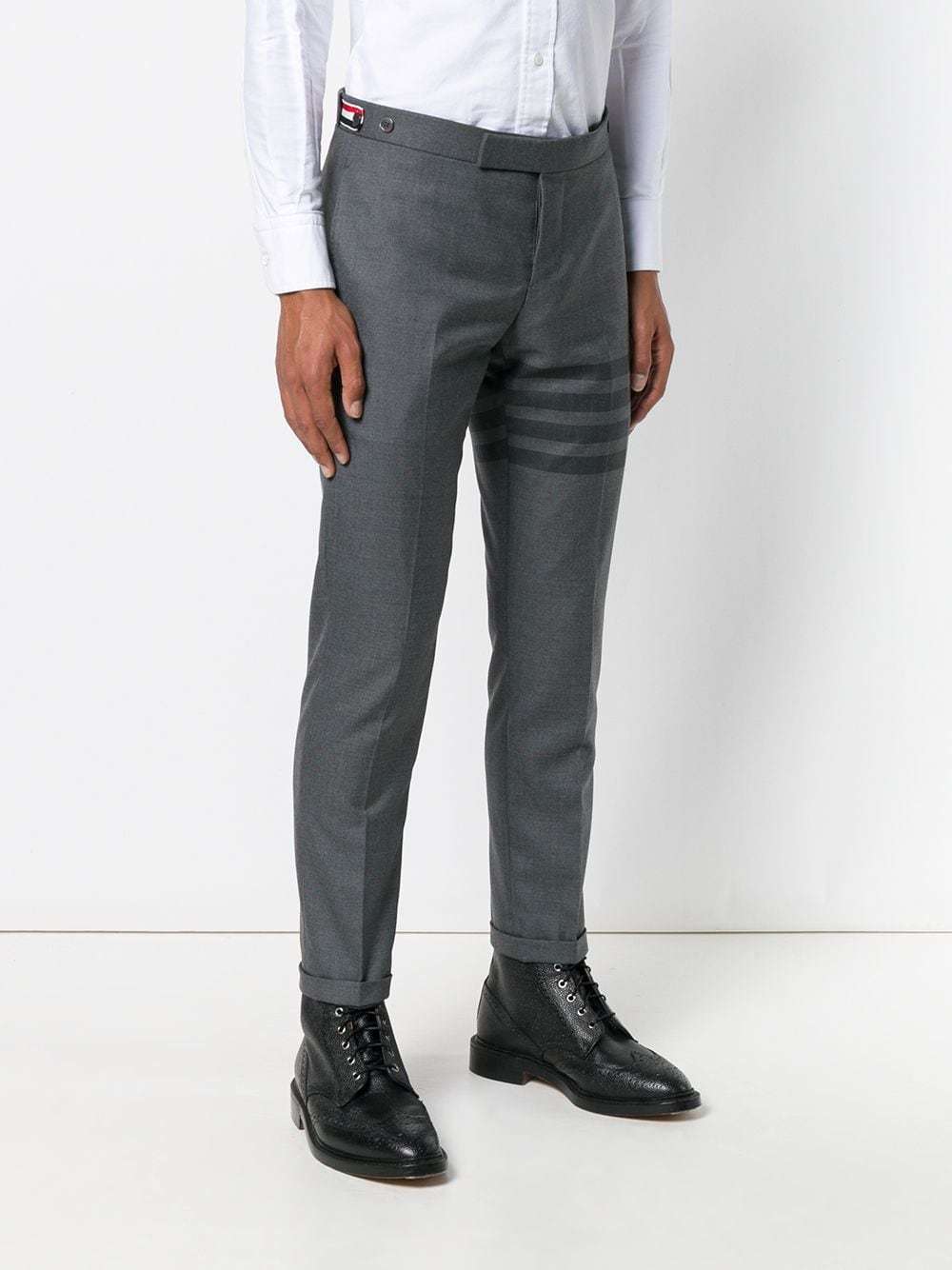 Thom Browne 4-piece Slim Casual Pants With Decorative Patterns In Black
