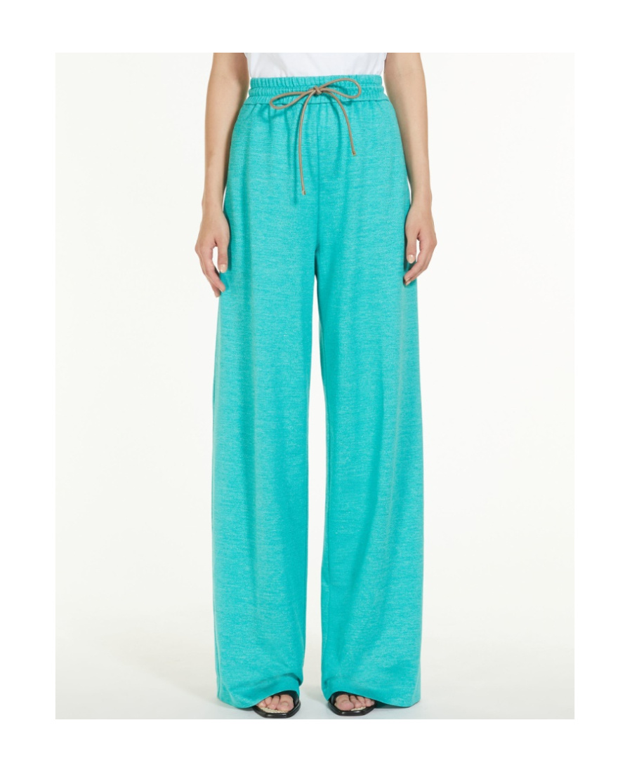 Max Mara Flared Drawstring-waist Trousers In Green