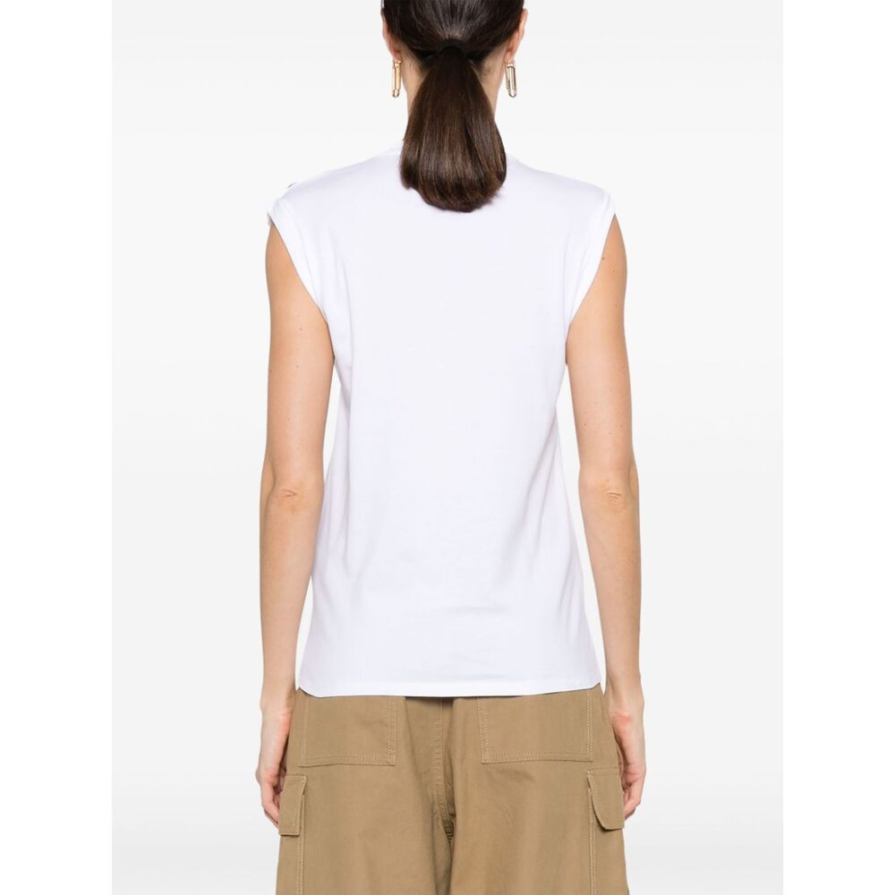 Balmain Button-detail Logo-print Tank Top In White