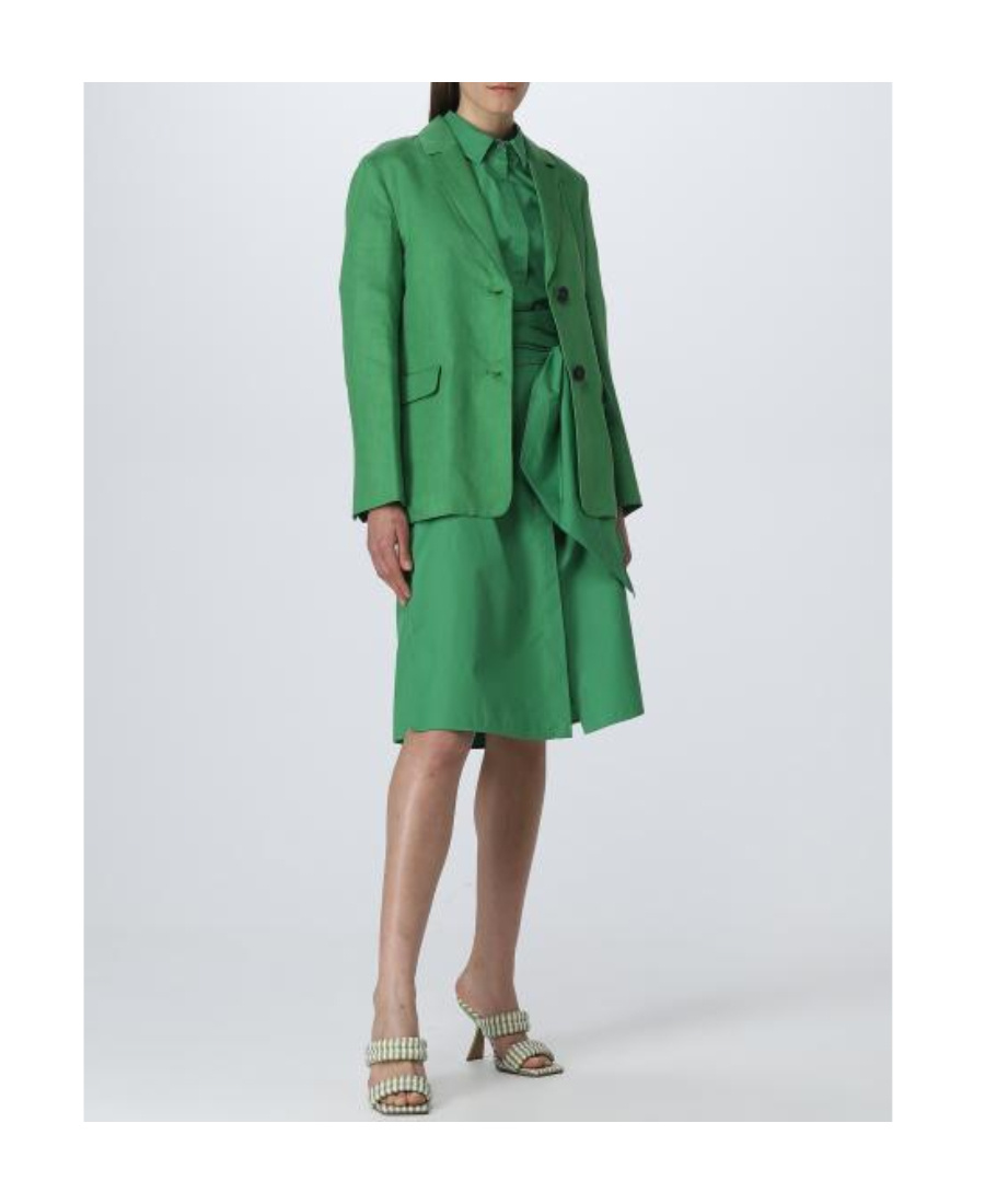 Max Mara Light Green Single-breasted Linen Blazer In Green