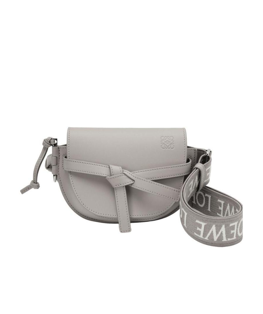 Loewe Gate Dual Mini Leather Shoulder Bag In Gray