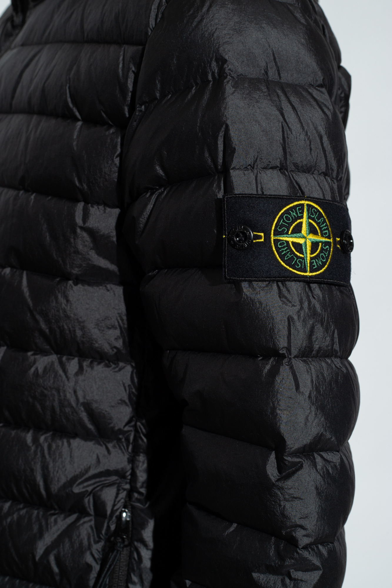 Stone Island Compass-patch Puffed Jacket In Black