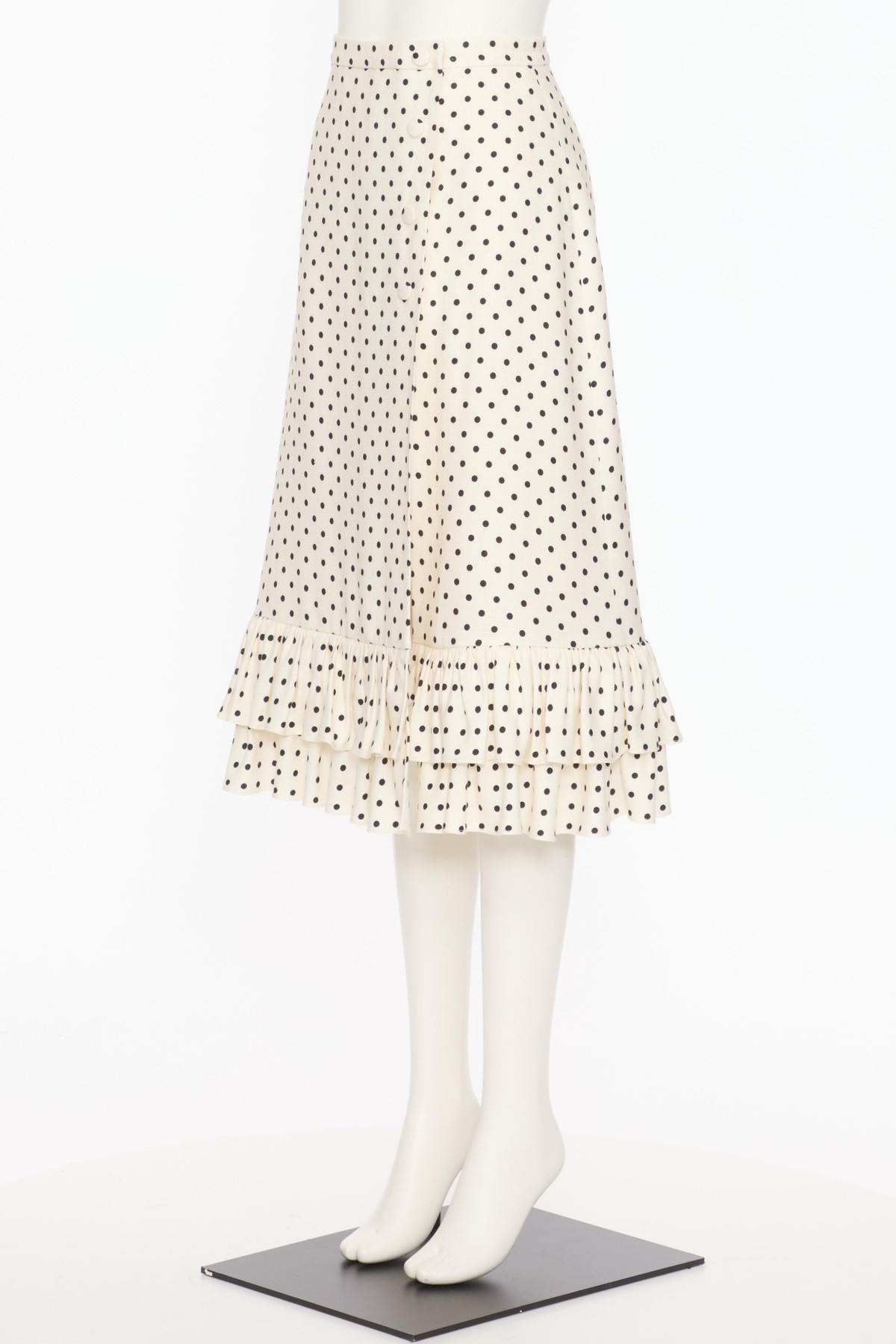 Valentino Womens Betulla Nero Polka-dot Ruffled Woven Midi Skirt In White