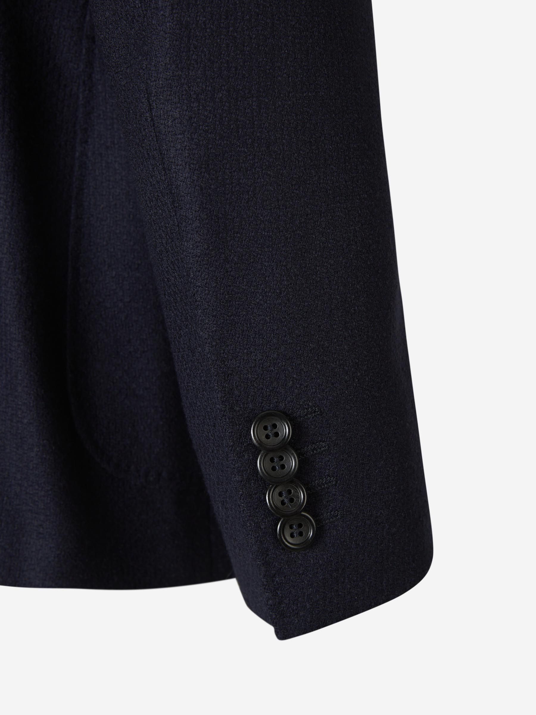 Canali Peak-lapels Wool-blend Blazer In Black
