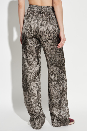 Golden Goose Floral-print Elastic-waist Straight Trousers In Black
