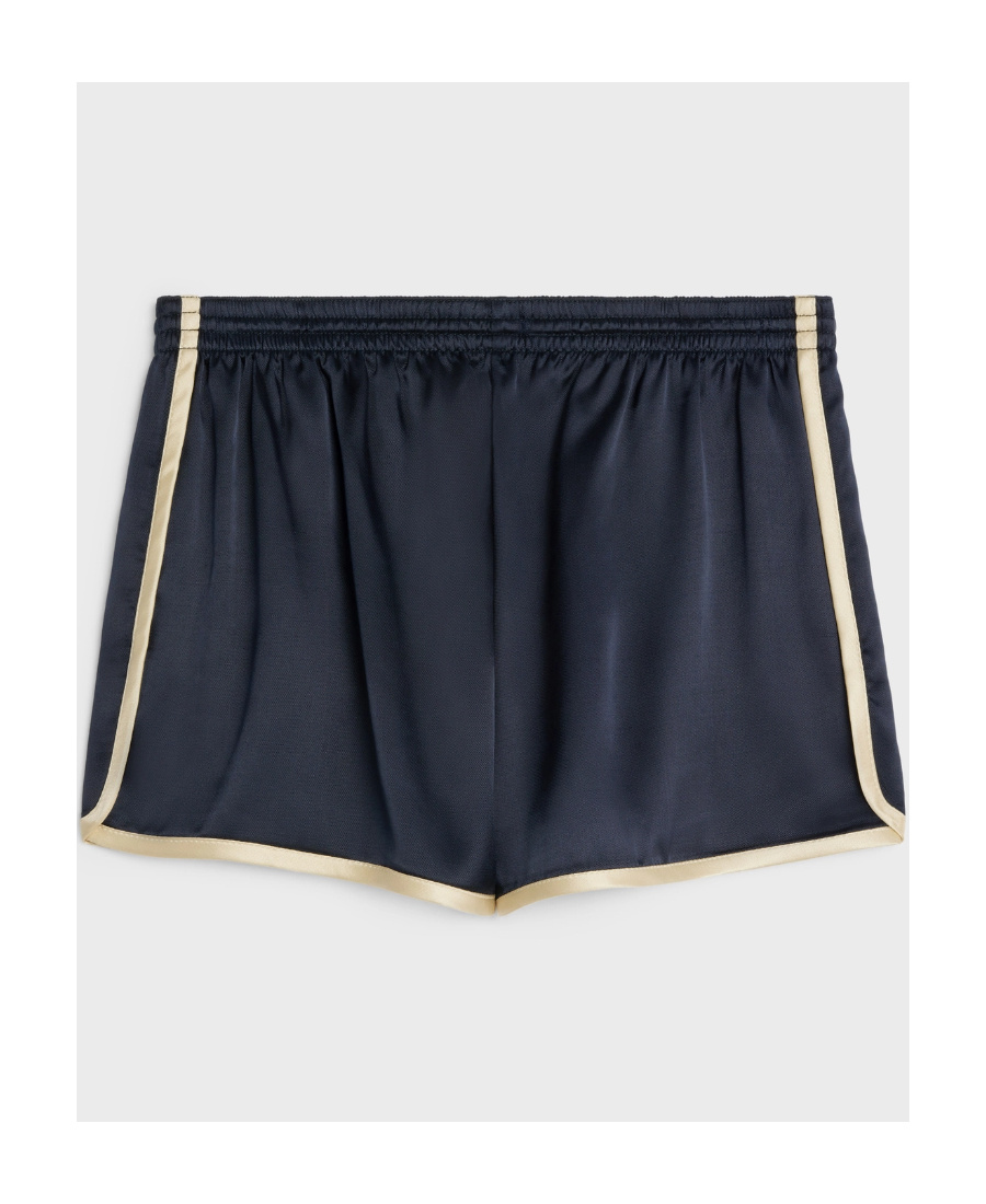 Shop Celine Mini Shorts In Flowing Satin In Blue