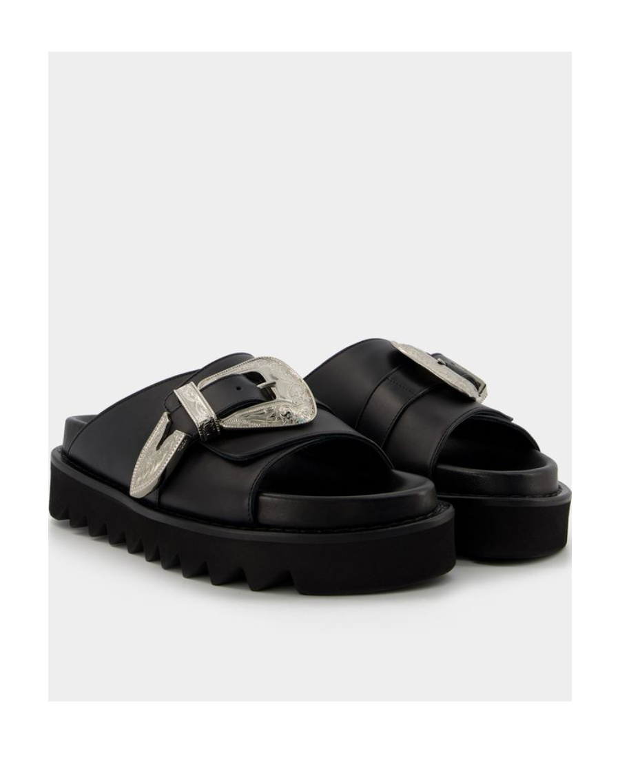 TOGA TOGA WESTERN-STYLE BUCKLE DETAILED SLIP-ON SANDALS 