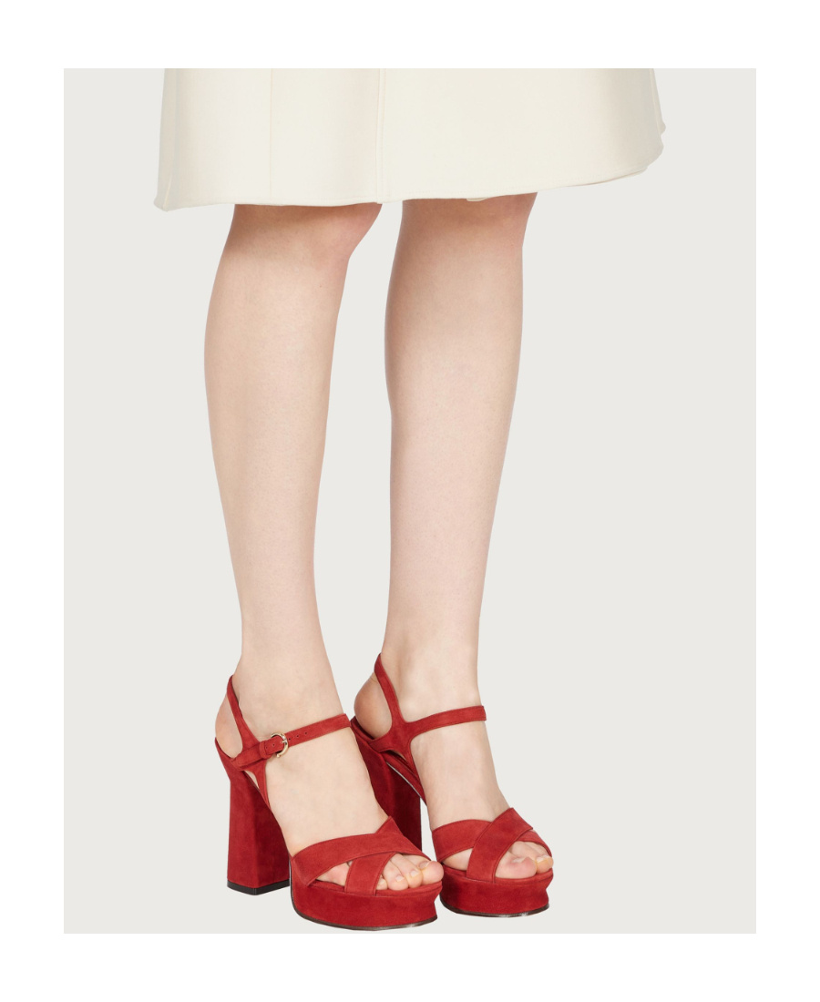 Ferragamo Sonya Platform Sandal With Block Heel In Red