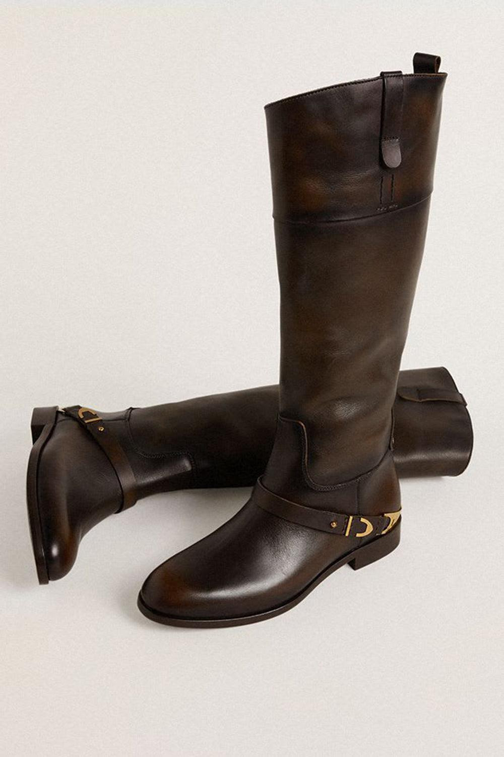 Golden Goose Round Toe Boots In Brown