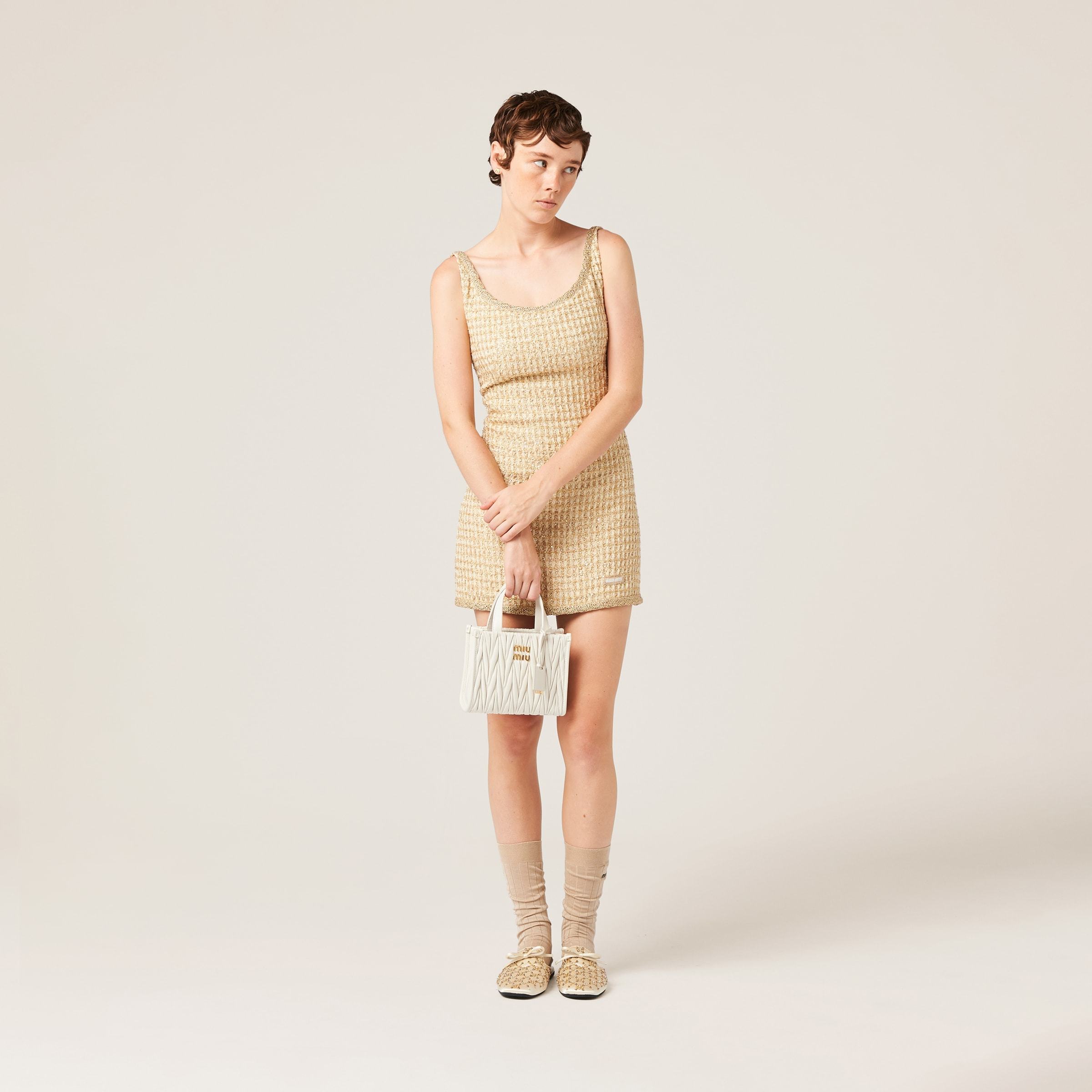 Miu Miu Plaid Mini Dress In Nude