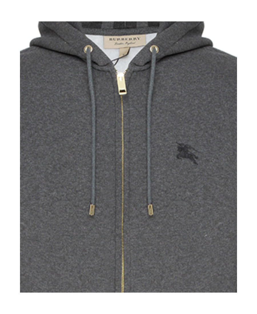 Shop Burberry Logo Hooded Casual Jacket In Gray