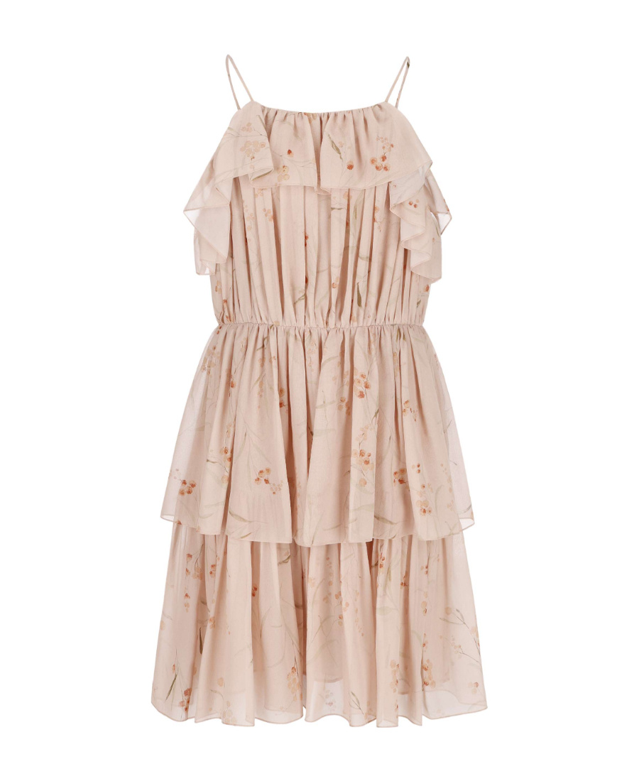 Celine Mulberry Silk Printed Short Dress In Pink