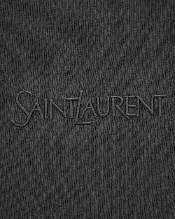 Saint Laurent Logo Embroidered Crewneck T-shirt In Black