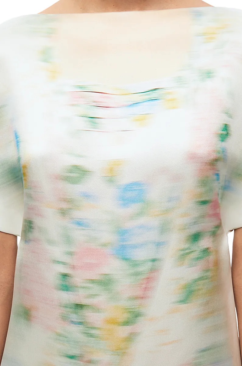 Loewe Attern-printed Short-sleeved Silk Dress In White