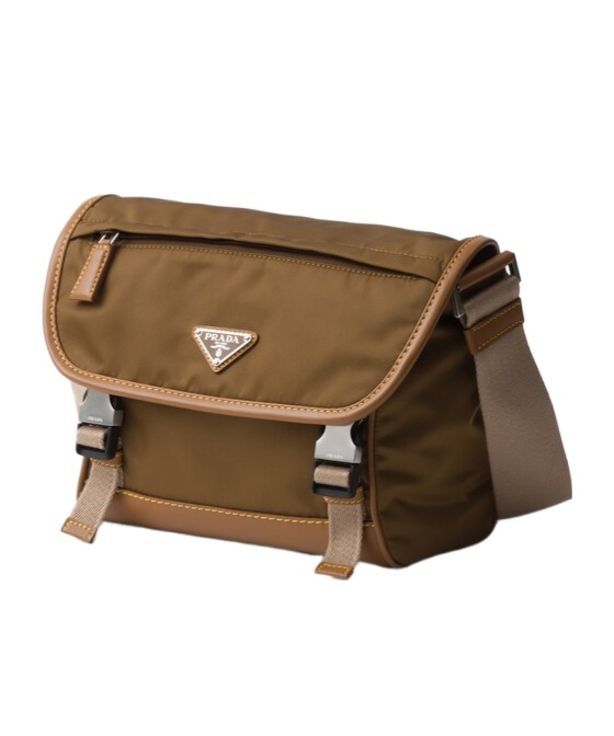 Prada Men's Re-nylon Messenger Bag In Brown