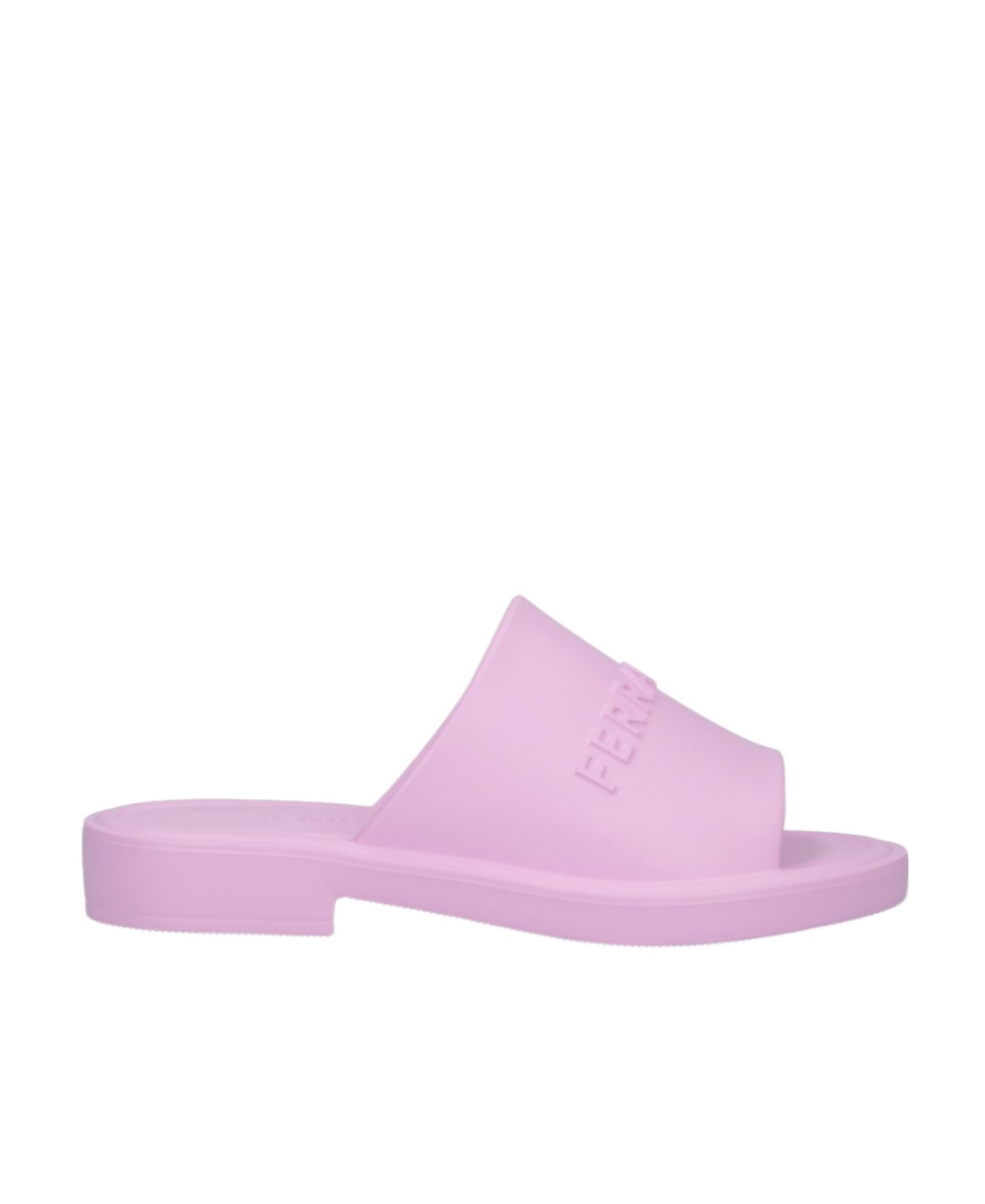 Ferragamo Chunky Sole Logo Slide Sandals In Pink