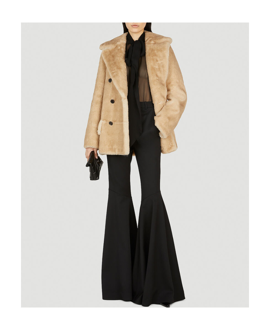 Saint Laurent Double-breasted Button-fastening Coat In Nude