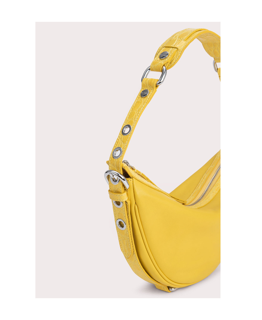 By Far Gib Crocodile-embossed Shoulder Bag In Yellow