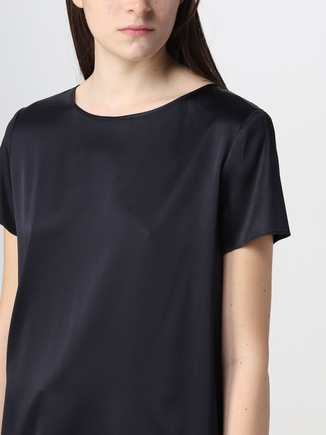 EMPORIO ARMANI ROUND-NECK STRETCH-SILK T-SHIRT