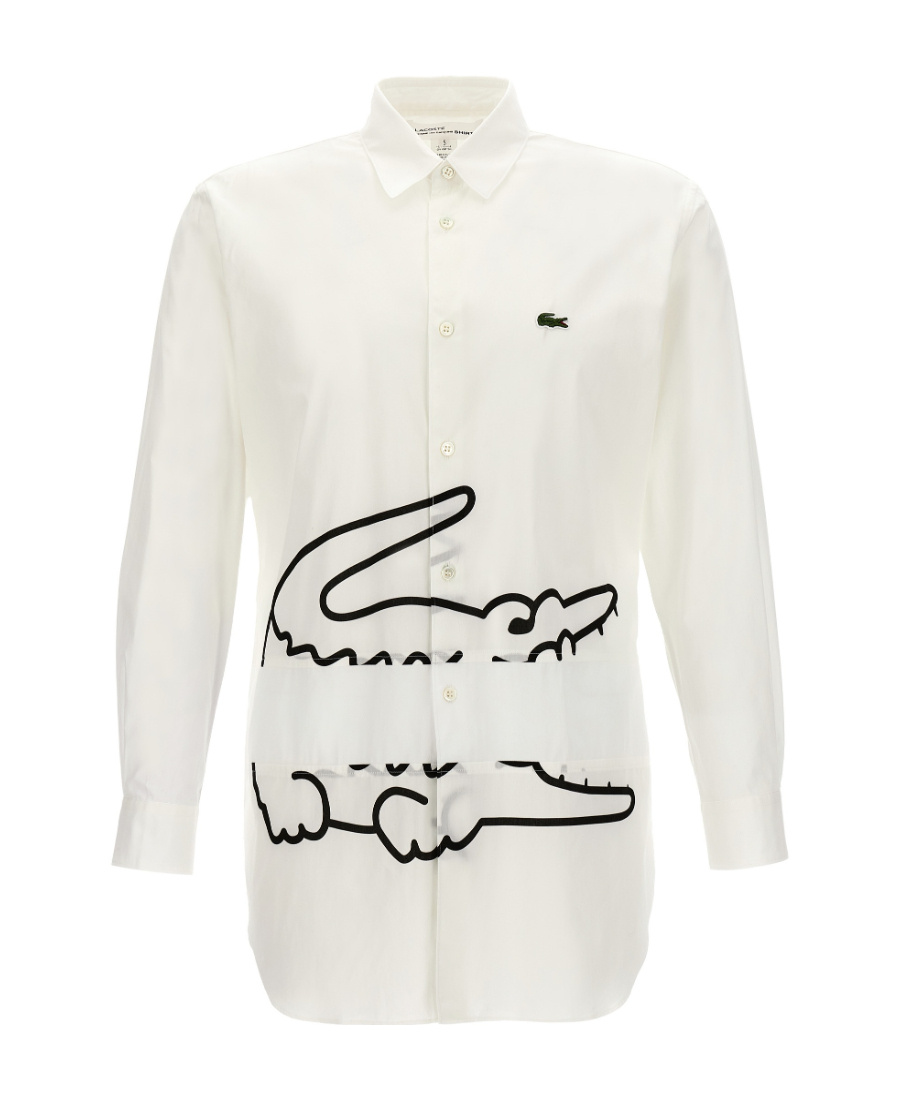Comme Des Garçons Shirt Collaboration With Lacoste Featuring Graphic Print In White