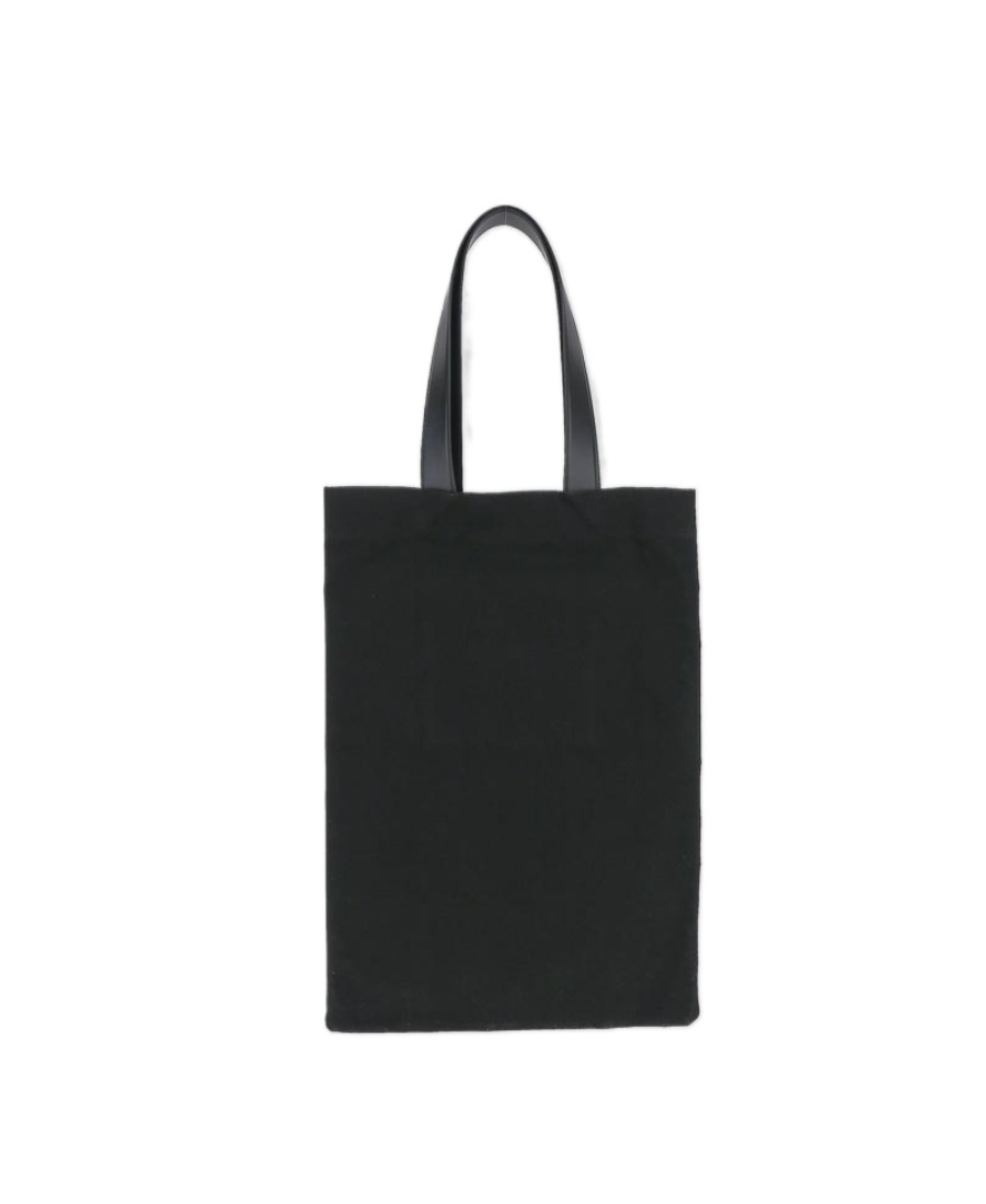 Jil Sander Logo Print Cotton-linen Blend Tote Bag In Black