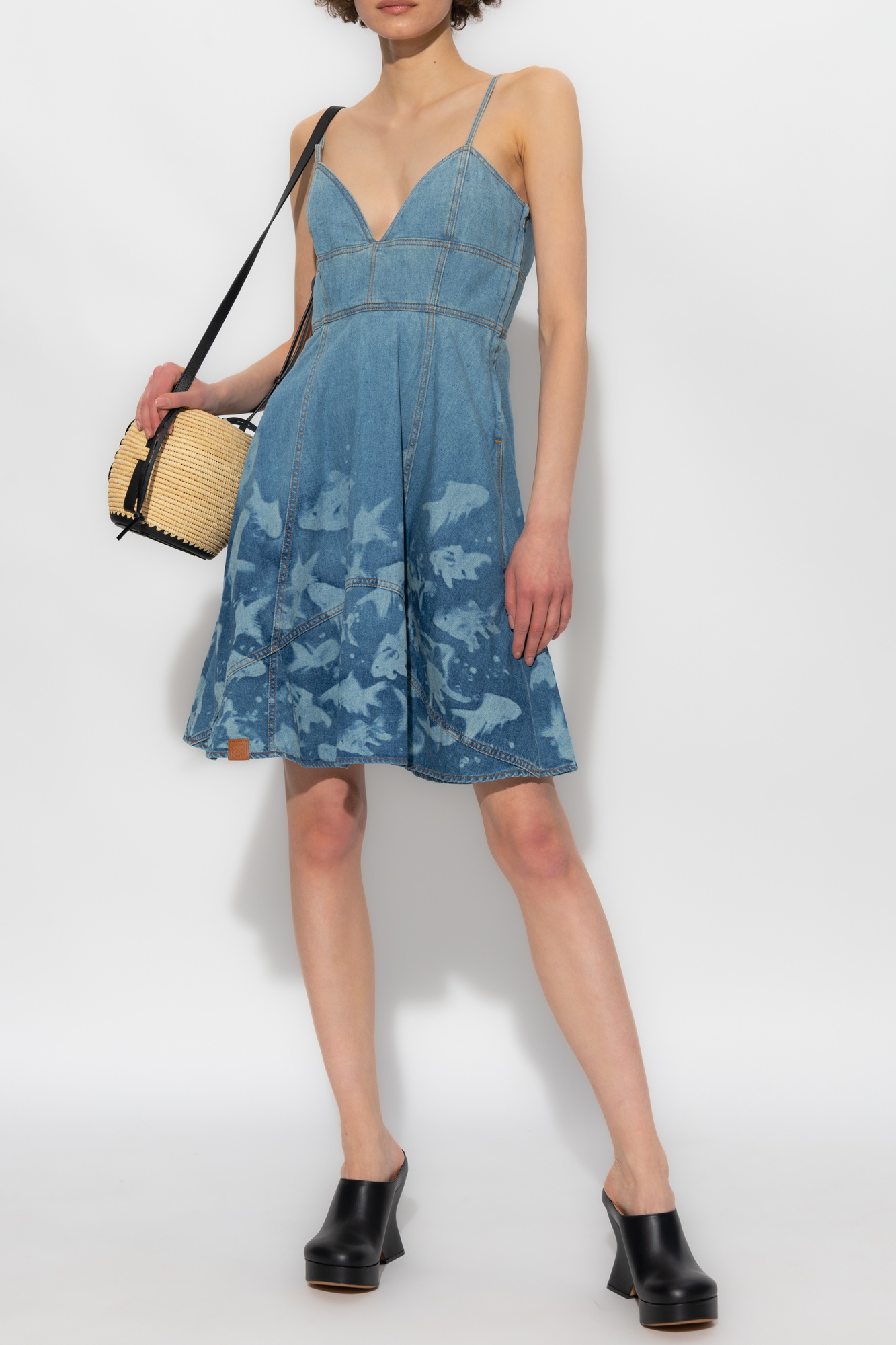 Loewe Fish Strappy Dress In Denim
